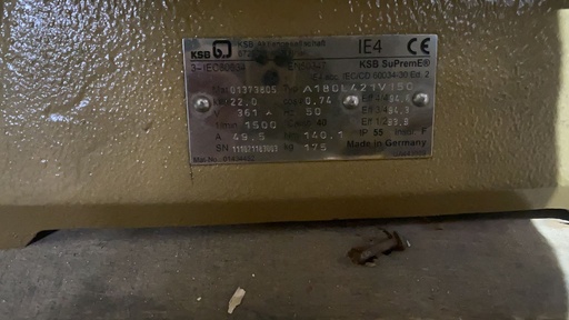 Motor 22 kW, 4-polig, 180L, V15, 50Hz, 361V, IE4 SuPremE